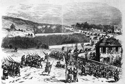 Truppen unter dem Kommando von General de Bellemare in der Schlacht von Buzenval, spätes 19. Jahrhundert von Daniel Urrabieta Vierge